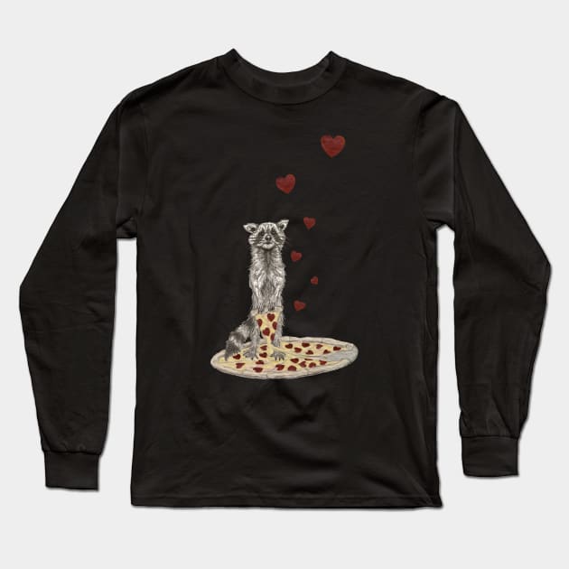 Trash Panda Hearts Pizza Long Sleeve T-Shirt by KIMYKASK